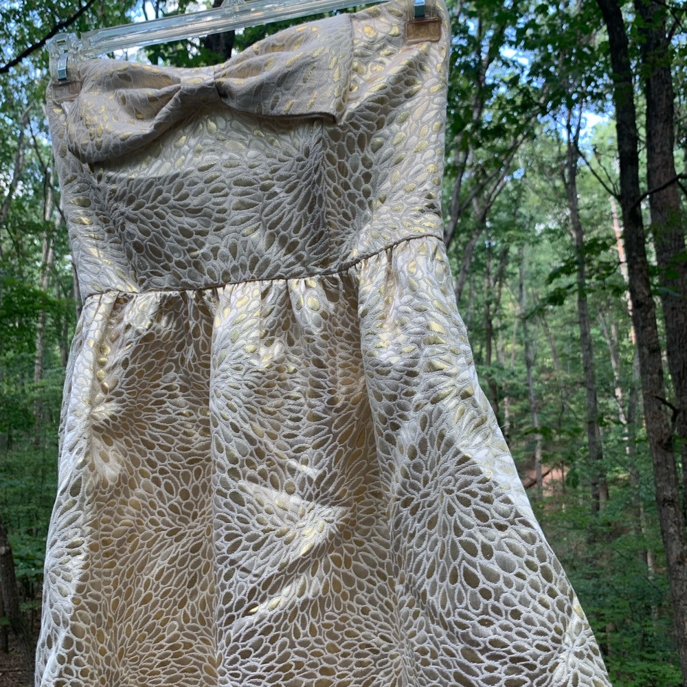 Strapless white and gold dress from Forever 21